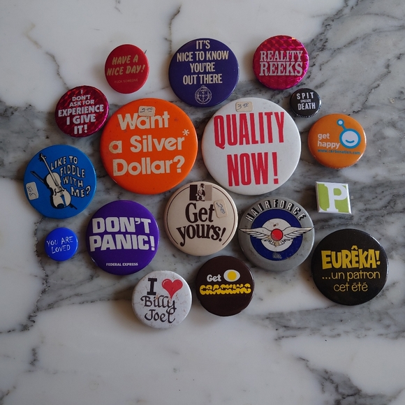 Vintage Other - Lot of Vintage and Collectible Buttons featuring sayings and words